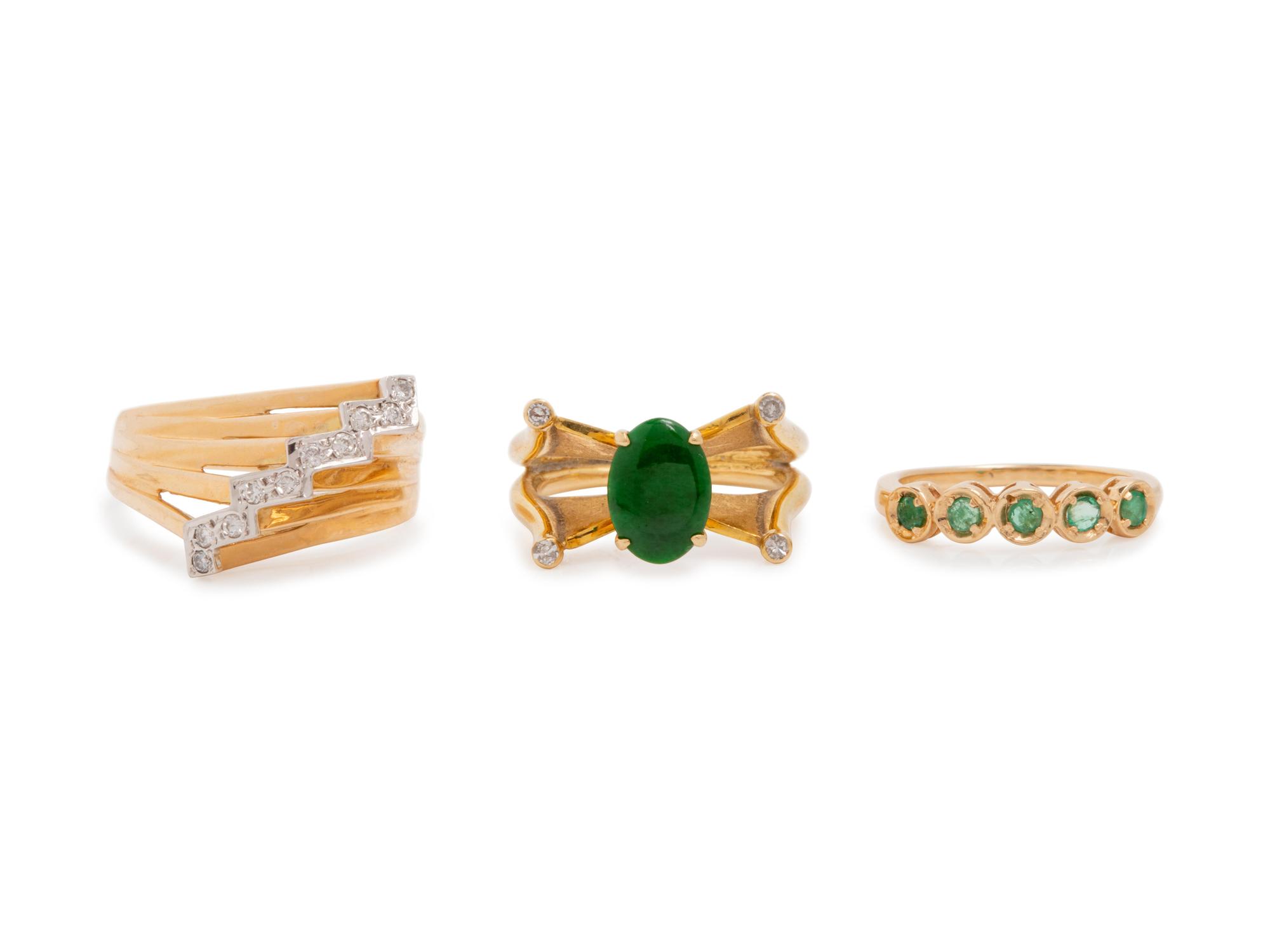 A Collection of 14 Karat Yellow Gold Rings,