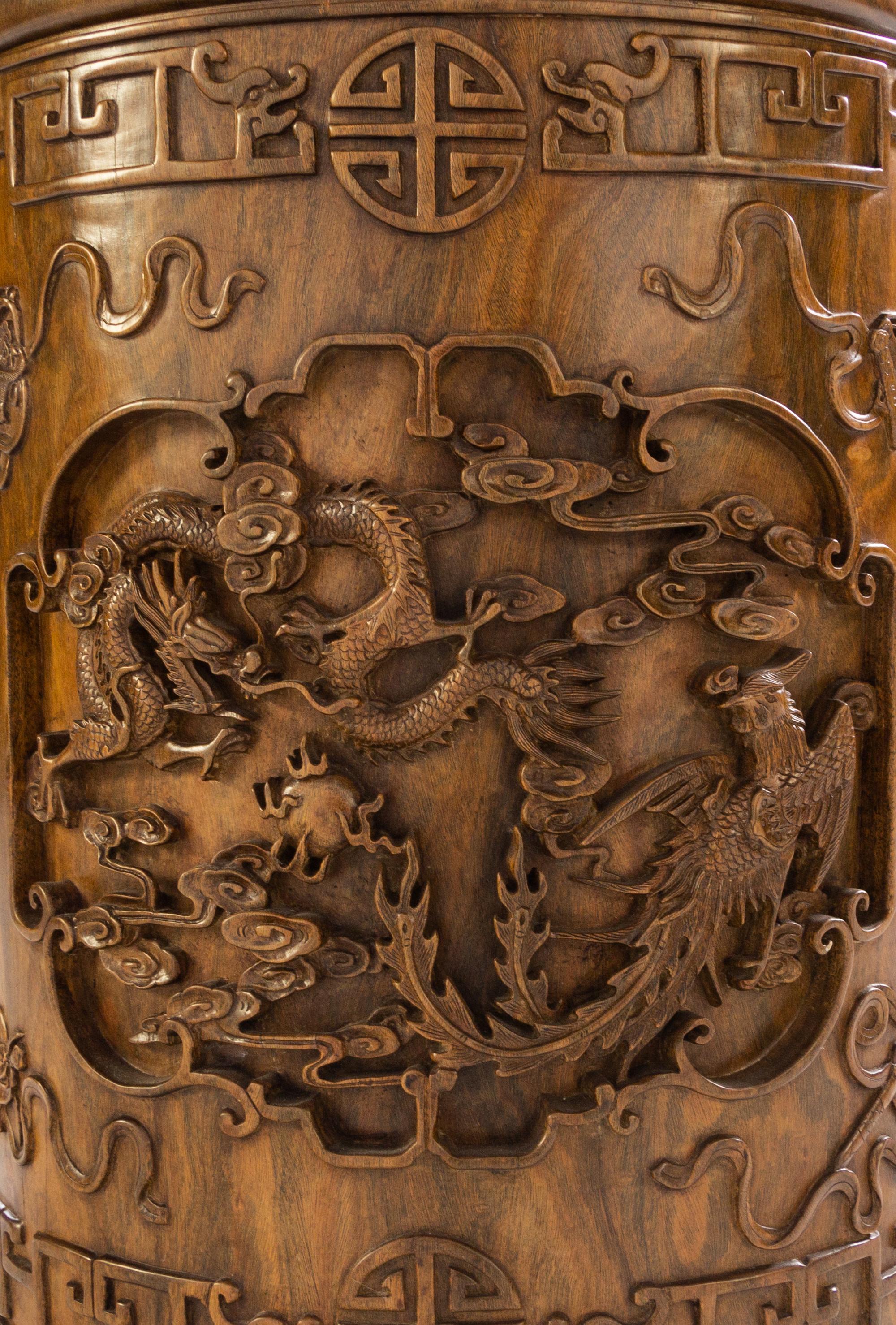 A Large Chinese Hardwood Scrollpot
