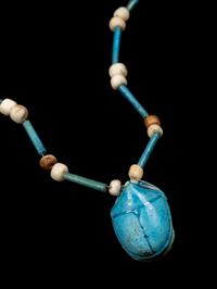 An Egyptian Faience Scarab Necklace