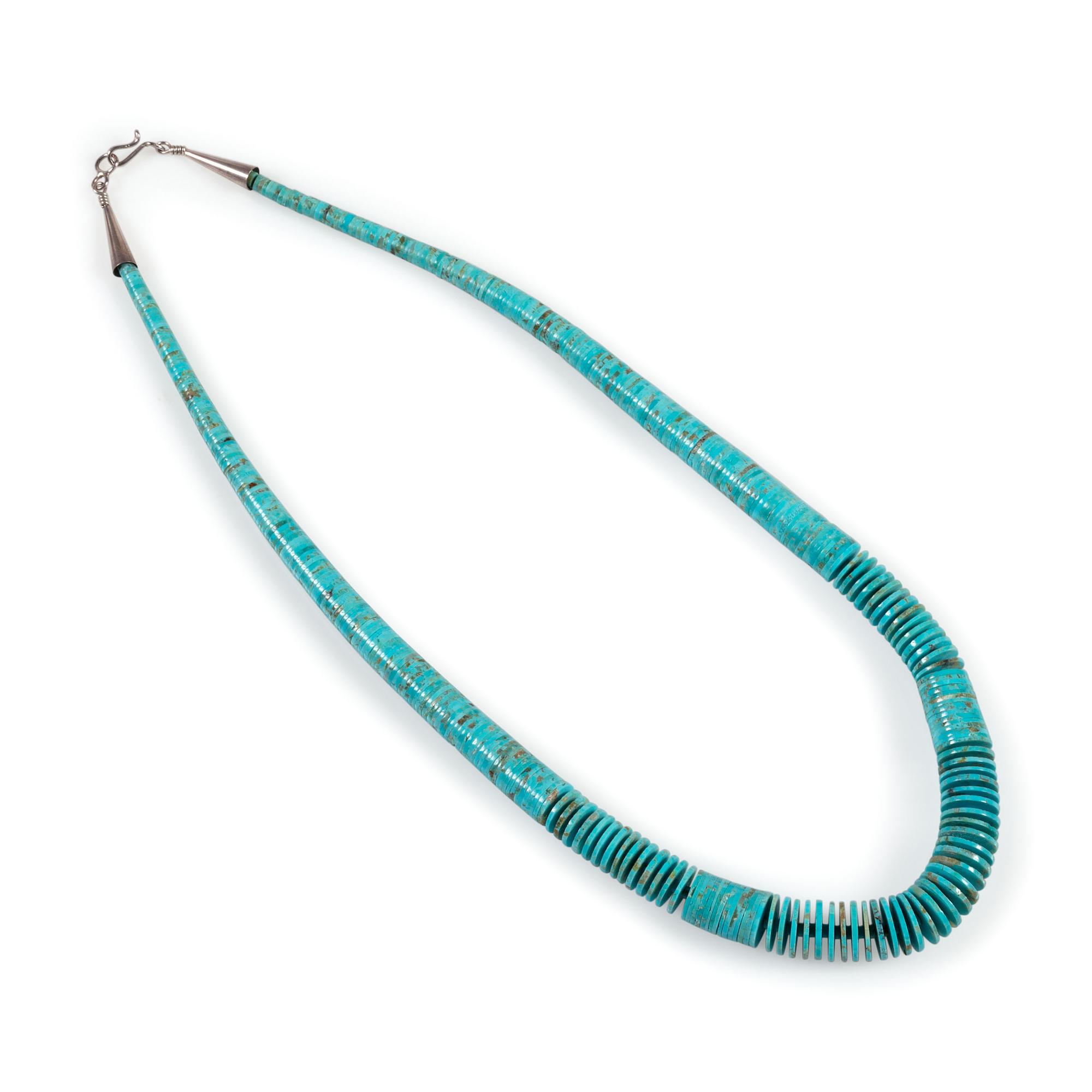 Single-Strand Graduated Rolled Turquoise Necklace
