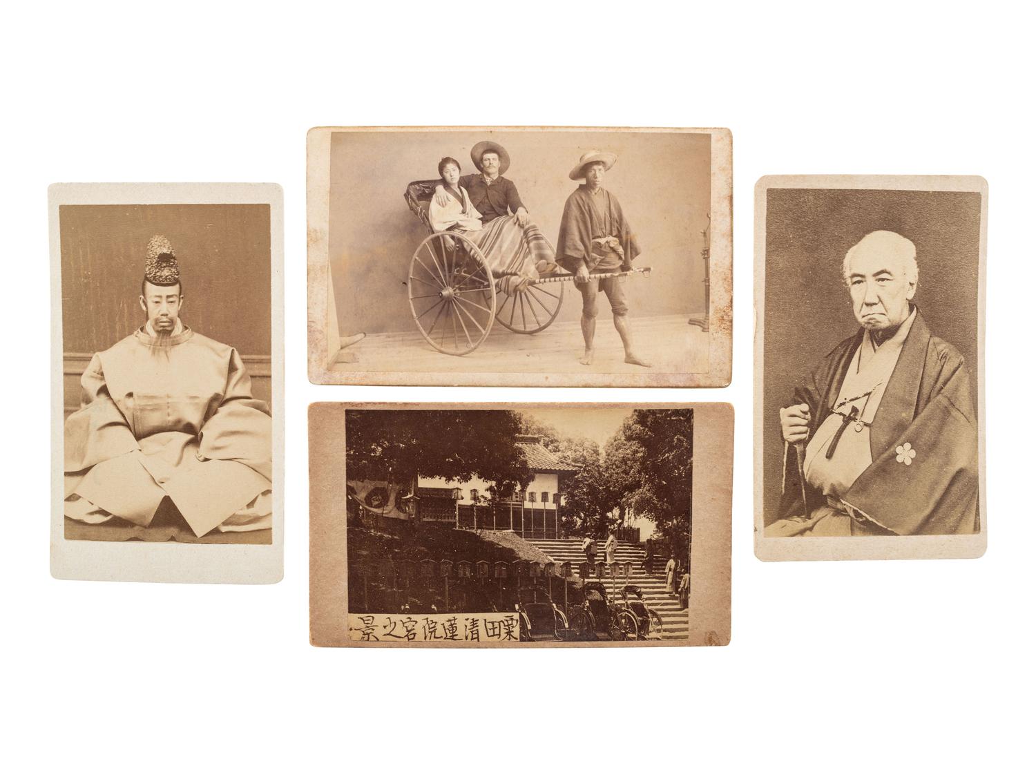 [EARLY PHOTOGRAPHY] -- [WESTERN AMERICANA]. A group of 10 CDVs, incl. Japanese examples and a carte of the third US Post Office in San Antonio, located inside Gamble's Book store on Commerce Street.