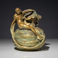 Amphora Melon form with Nouveau Nude Figure Turn-Teplitz, c. 1900