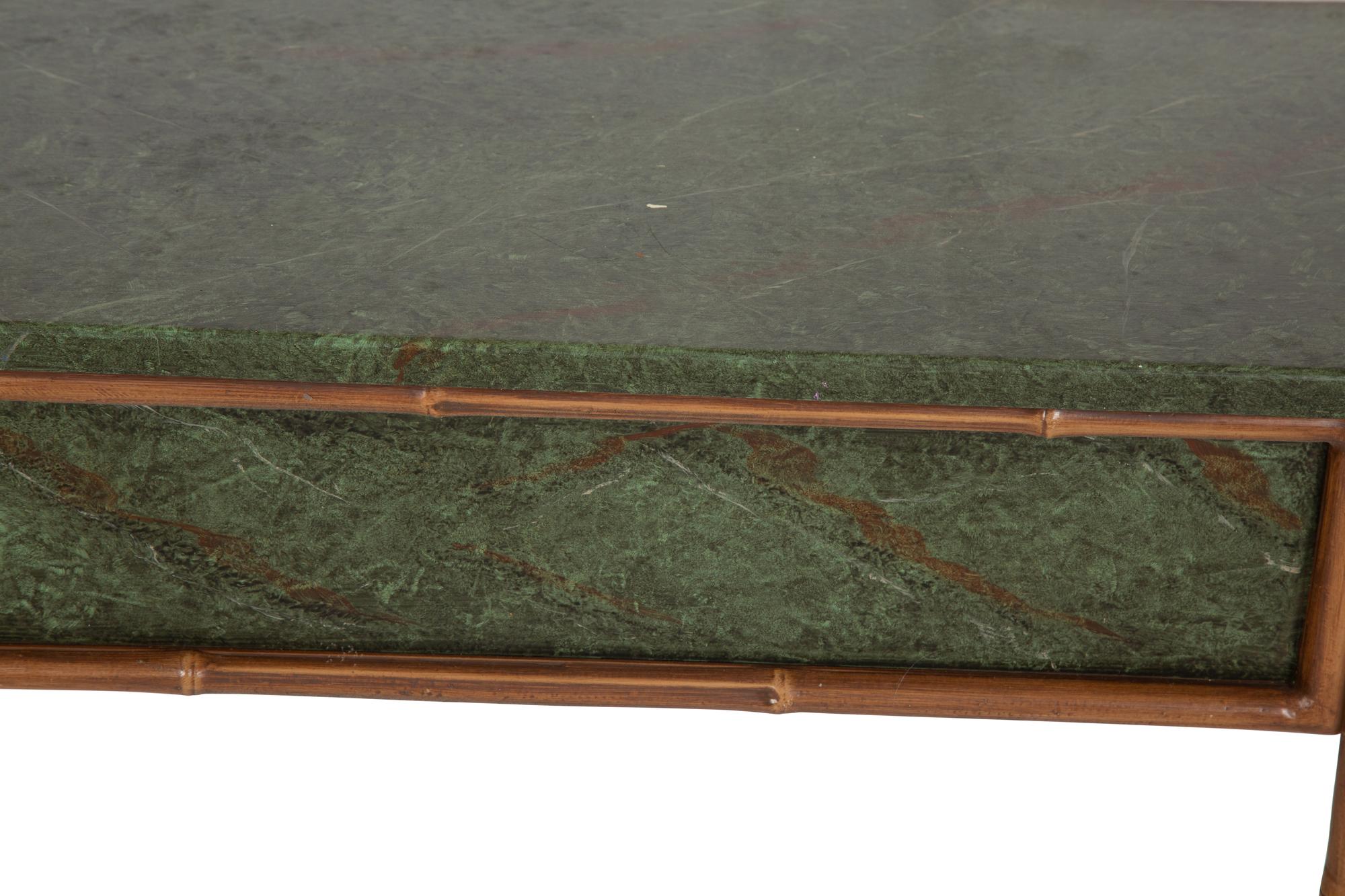 A Faux Bamboo and Faux Marble Painted Long Wall Console