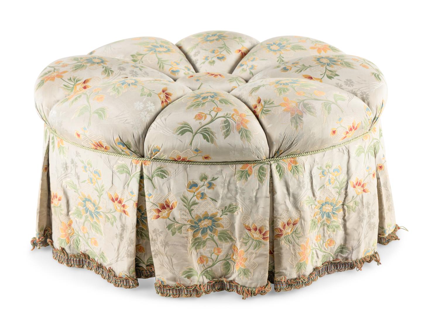 A Contemporary Jacquard Upholstered Ottoman