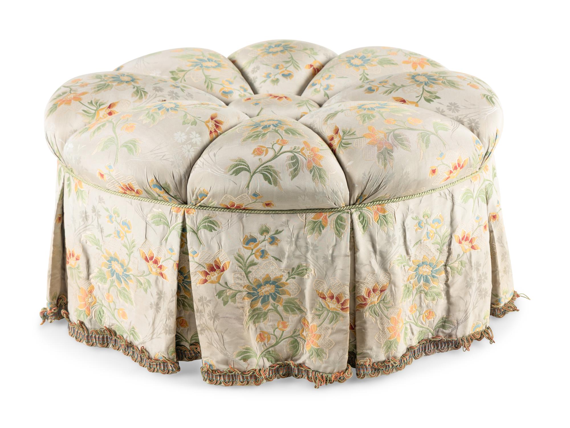A Contemporary Jacquard Upholstered Ottoman