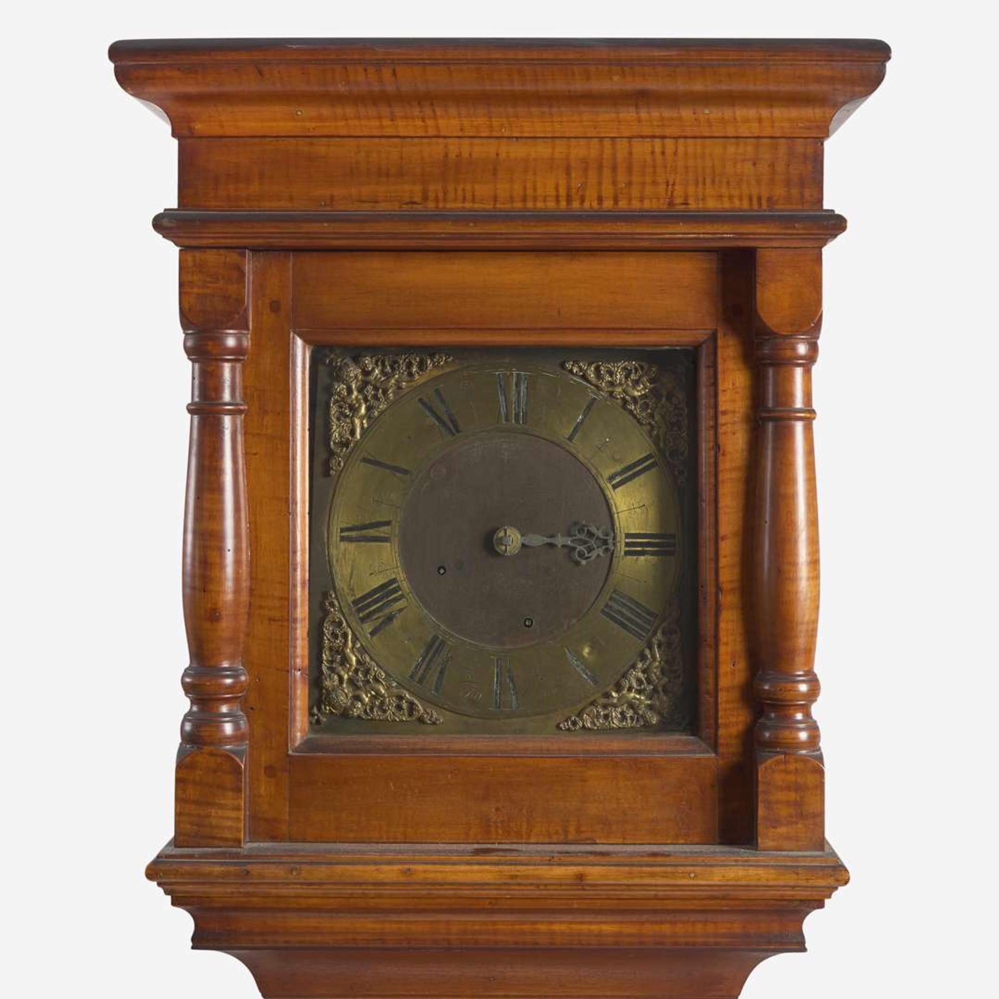 A Queen Anne carved maple tall case clock Works by Thomas Crow (active c. 1770-1824), Wilmington, DE, the case possibly Chester County, PA, circa 1770