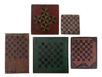 Five Paint Decorated Checkerboards
