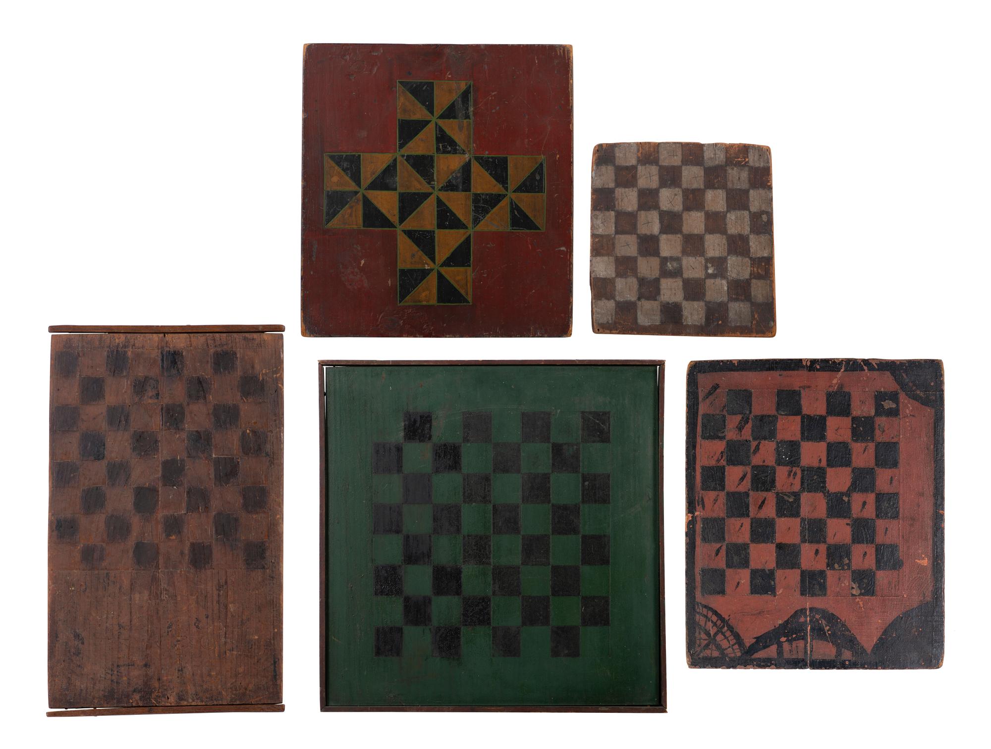 Five Paint Decorated Checkerboards