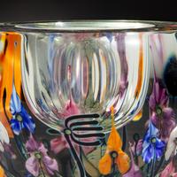 Charles Lotton (American, 1935–2021) — Bowl, Milled Edge Vase Multi-Colored Flowers, 2003