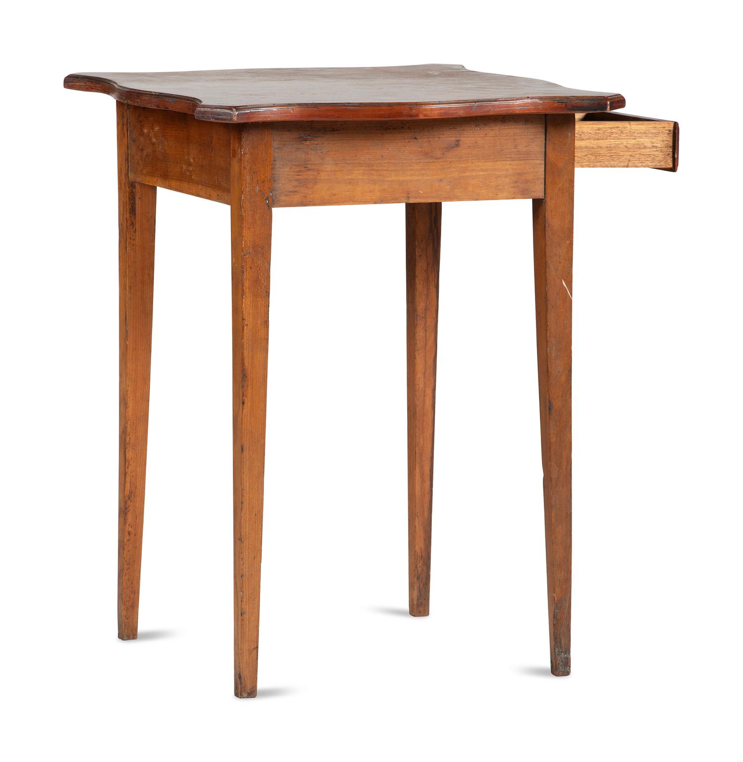 A Federal Cherrywood Serpentine Top One-Drawer Work Table