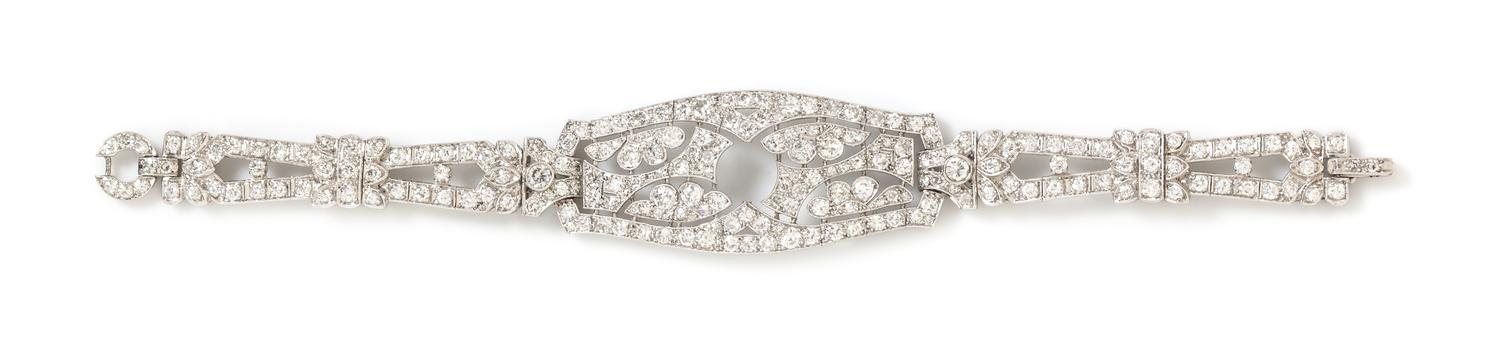 An Art Deco Platinum and Diamond Bracelet, 23.50 dwts.
