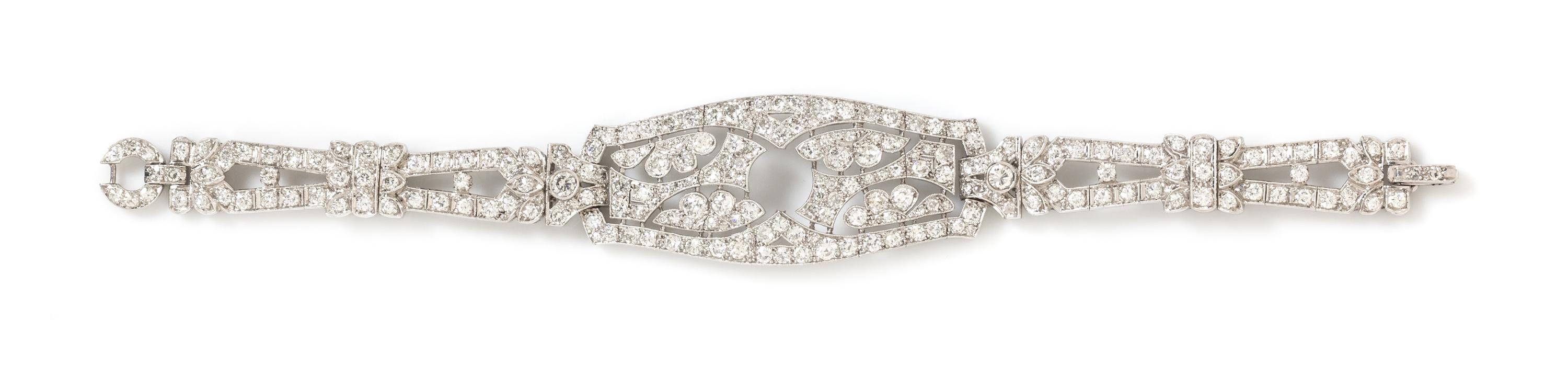 An Art Deco Platinum and Diamond Bracelet, 23.50 dwts.