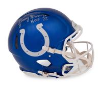 A Lenny Moore Signed Autograph Baltimore Colts Blaze Authentic Full Size Helmet with HOF Inscription (TRI-STAR Hologram)