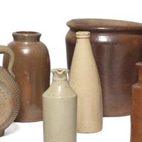 Ten Variously Glazed Stoneware Bottles or Jugs