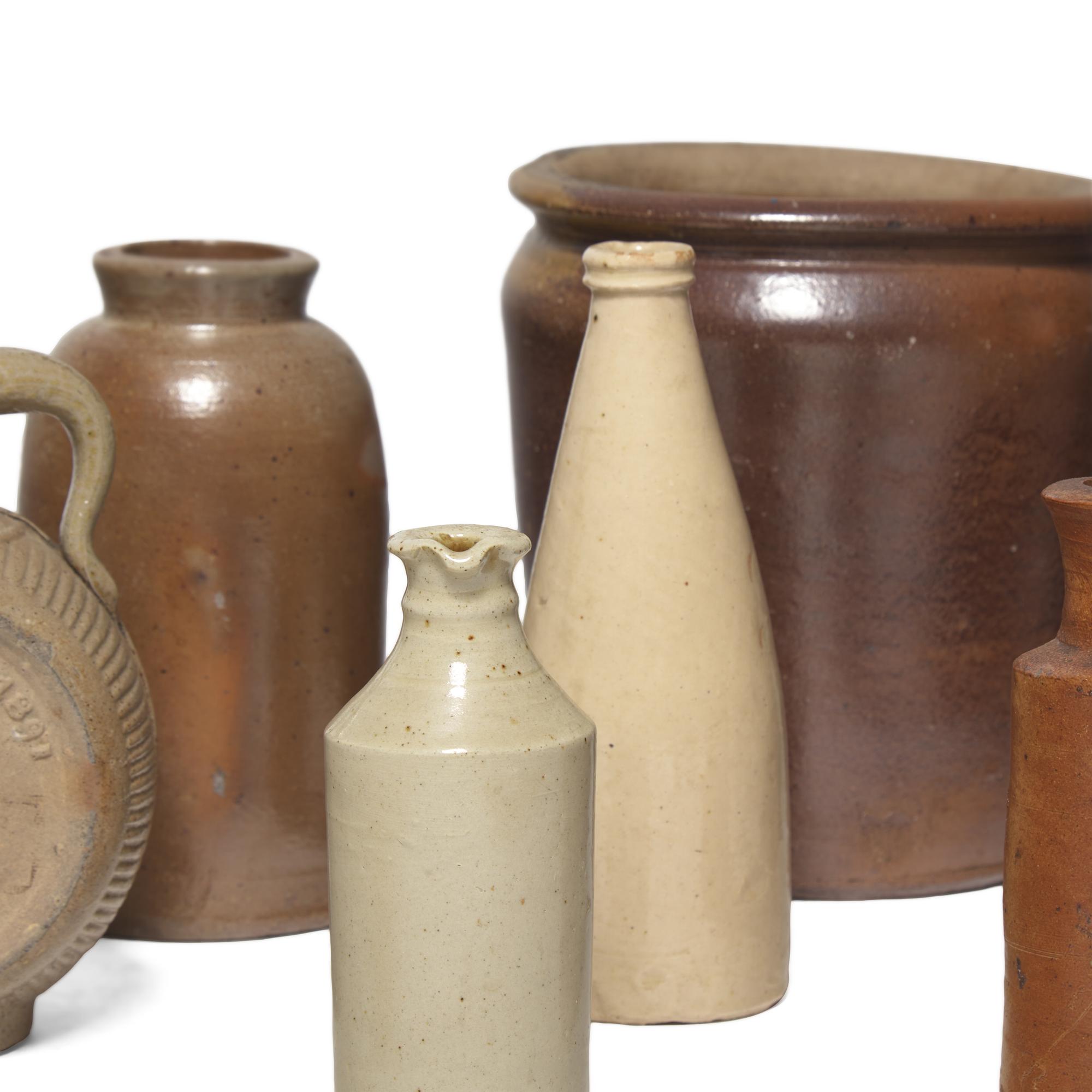 Ten Variously Glazed Stoneware Bottles or Jugs