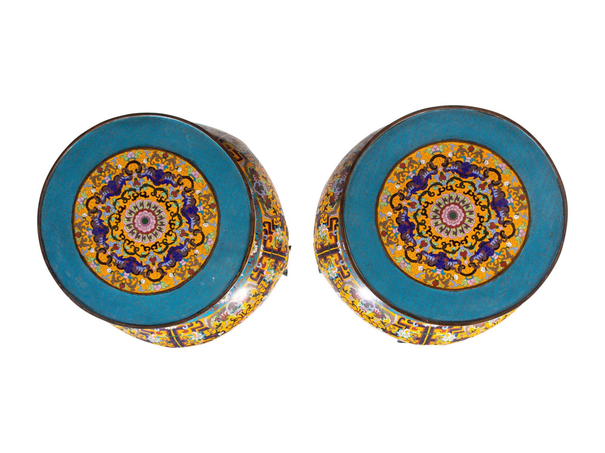 A Pair of Chinese Export Cloisonné Stands