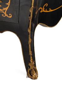 A Louis XV Style Gilt Metal Mounted Painted Marble-Top Commode