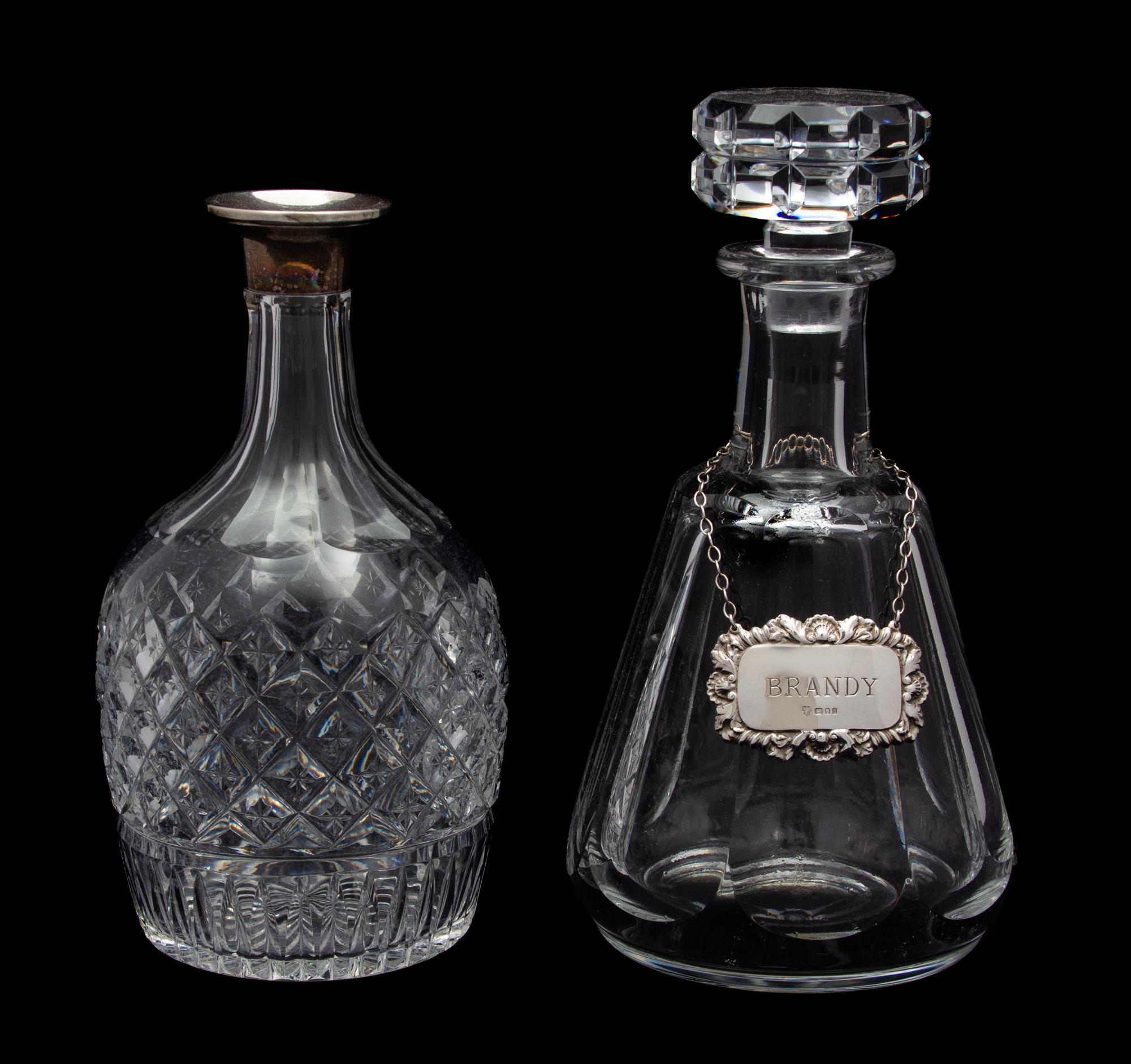 Two Crystal Decanters Height of taller 9 1/2 inches. — 20TH CENTURY