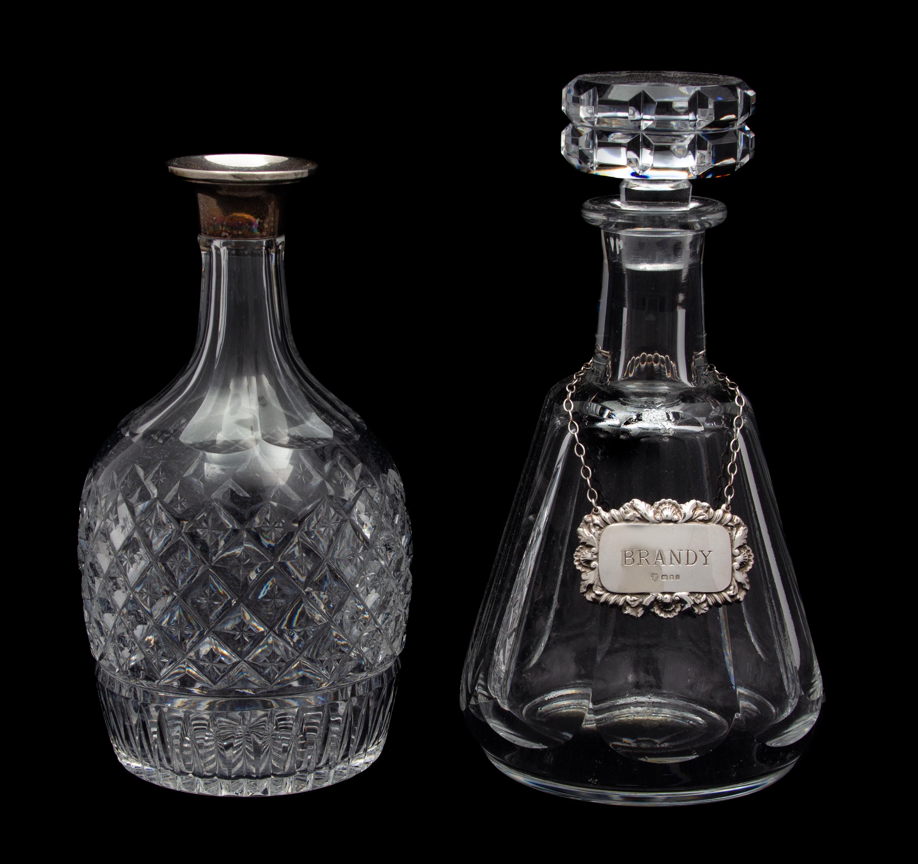 Two Crystal Decanters Height of taller 9 1/2 inches. — 20TH CENTURY