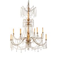 A Giltwood and Cut-Glass Twelve-Light Chandelier