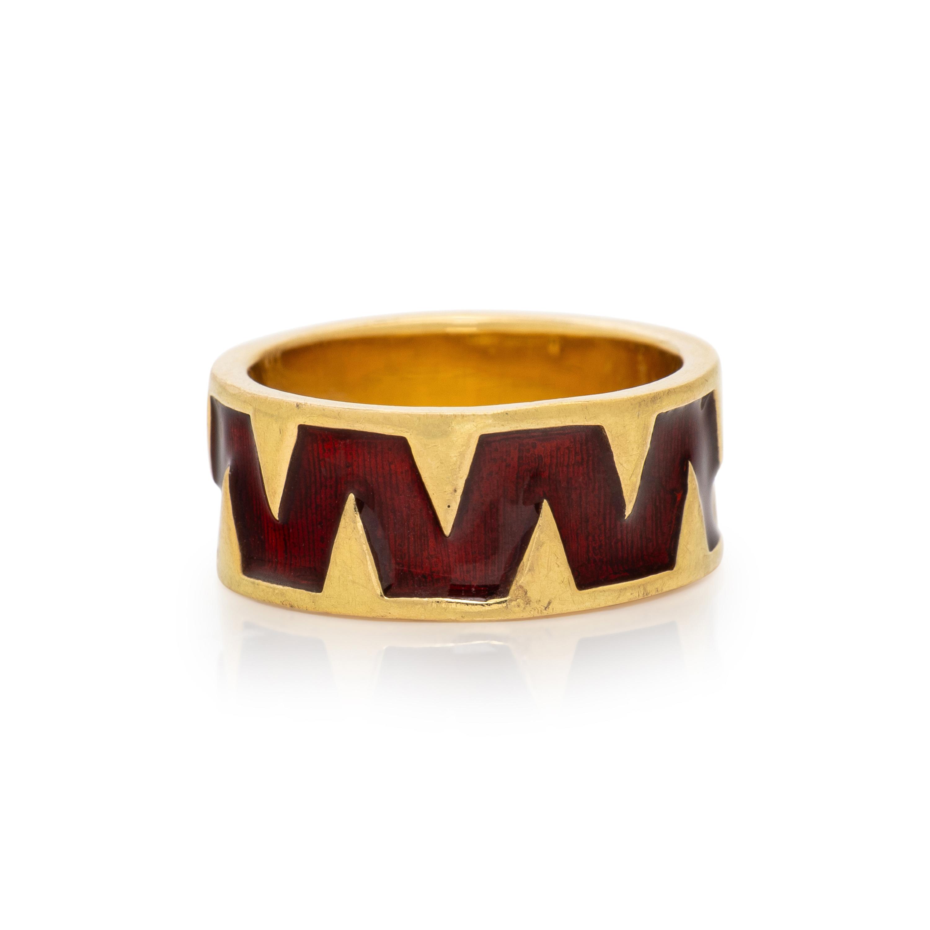 TIFFANY & CO., SCHLUMBERGER, YELLOW GOLD AND ENAMEL RING