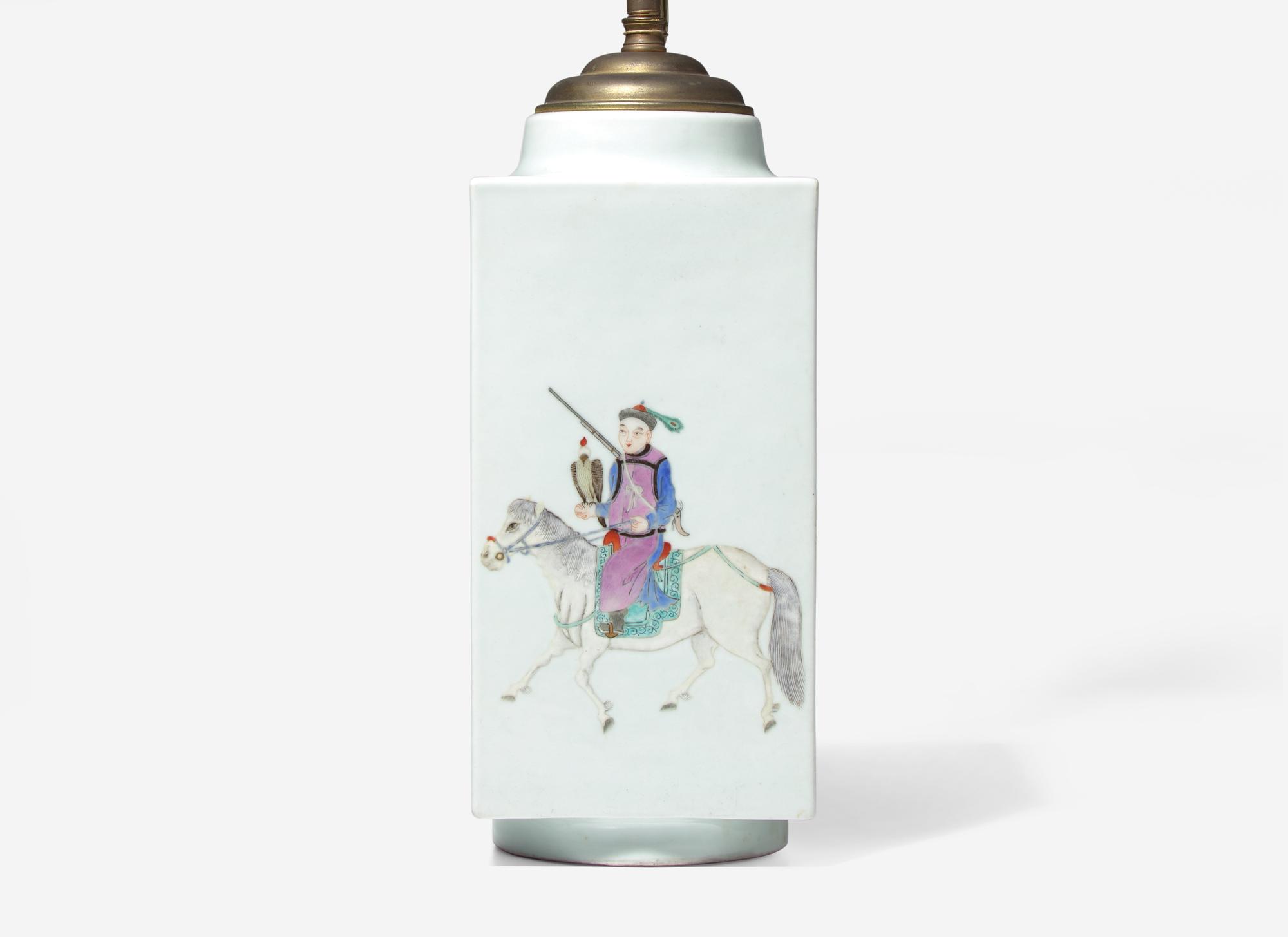 A Chinese Famille Rose Decorated 'Cong' Vase