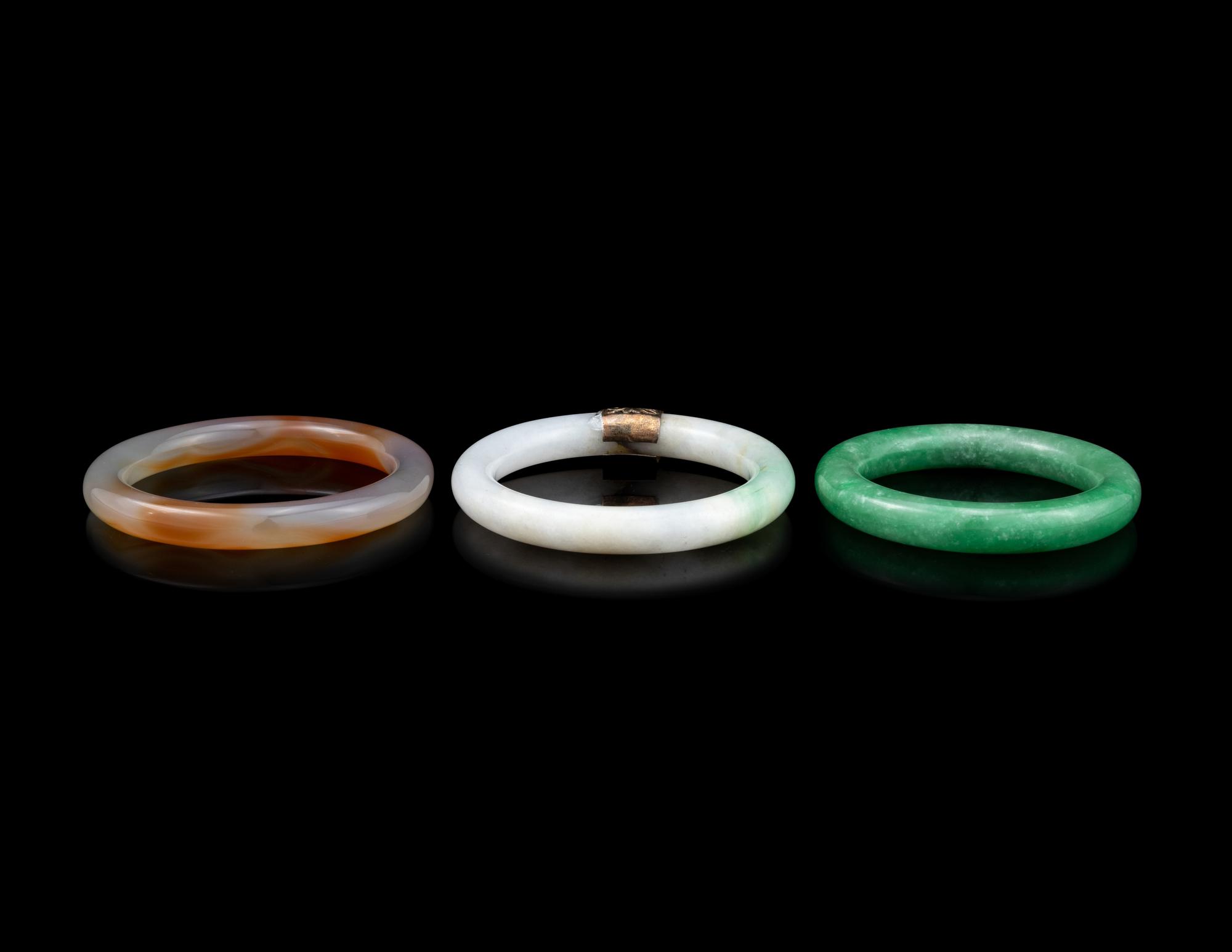 Three Chinese Hardstone Bangles