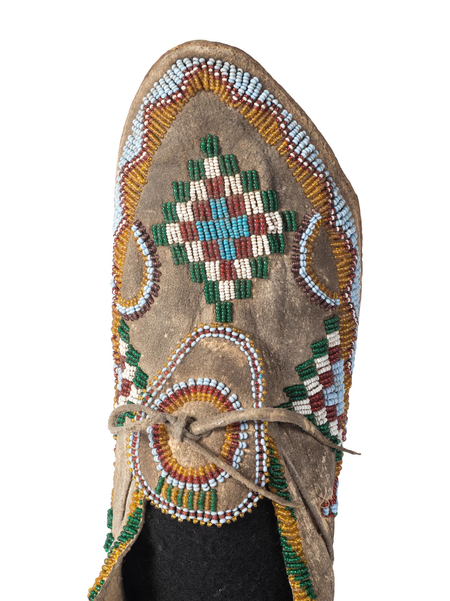 Apache Beaded Hide Moccasins