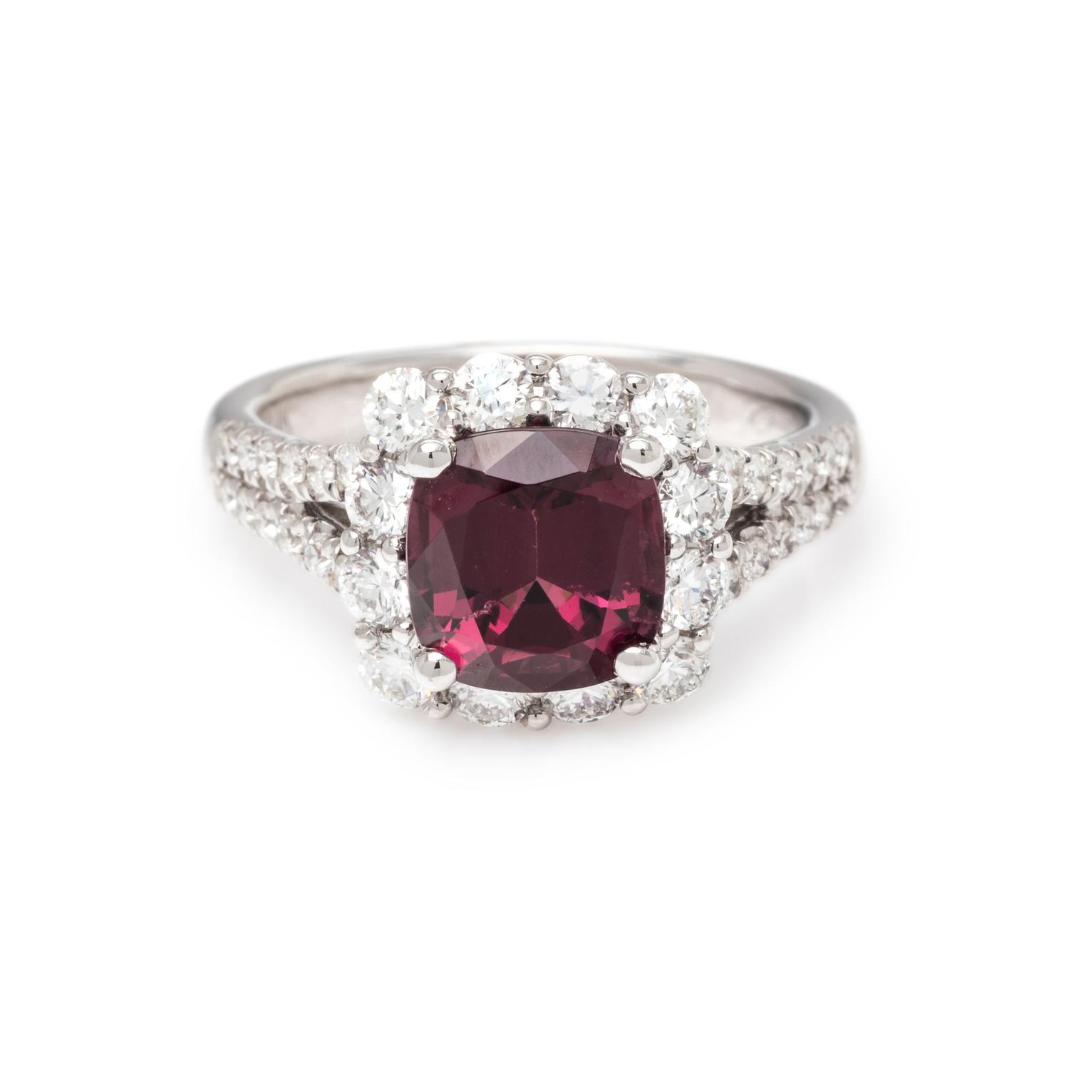 SPINEL AND DIAMOND RING