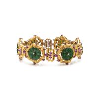 YELLOW GOLD, JADE, RUBY AND DIAMOND BRACELET