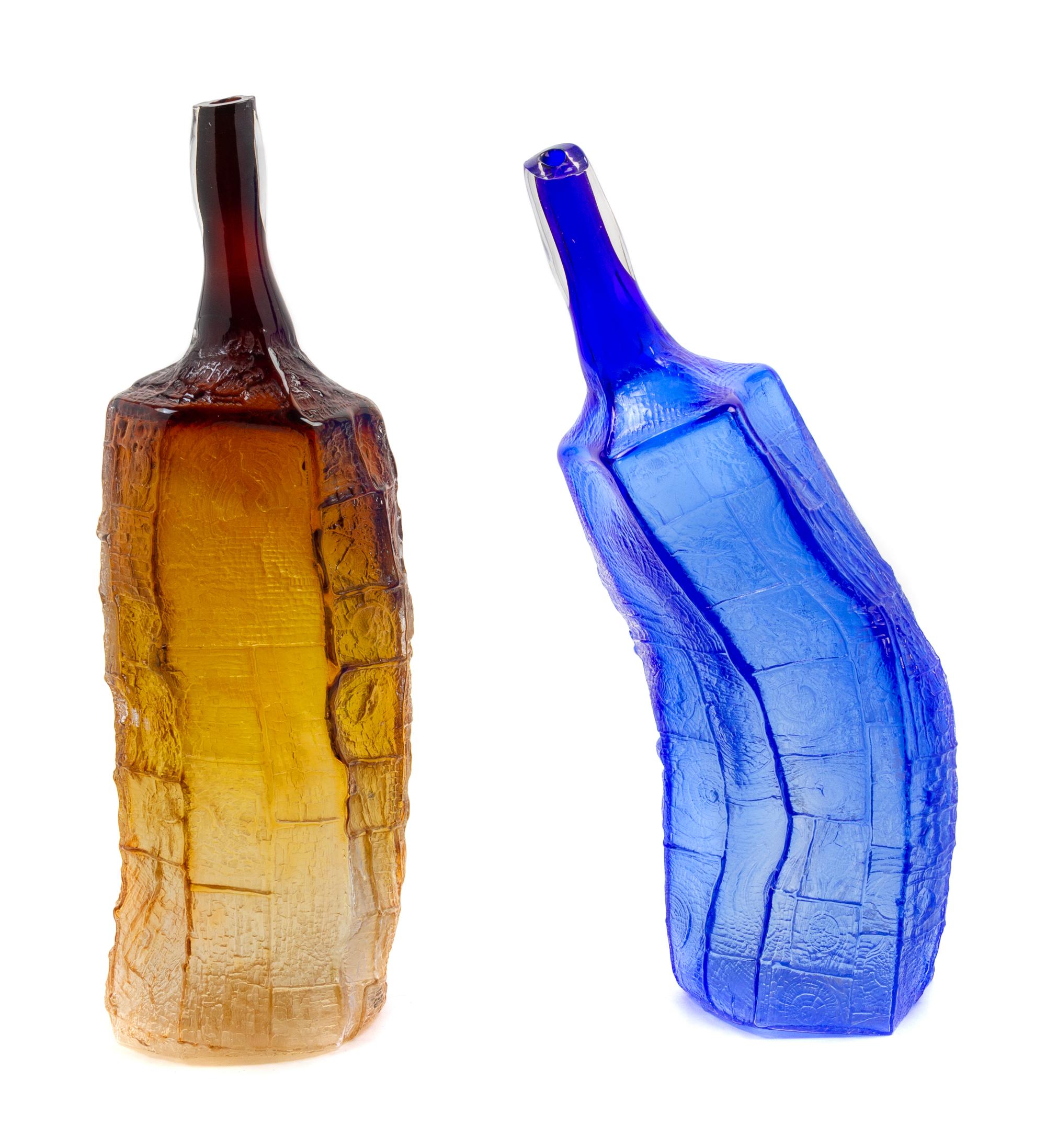 Kelley Studios, American, 20th Century, Pair of Bottle Form Art Glass Sculptures