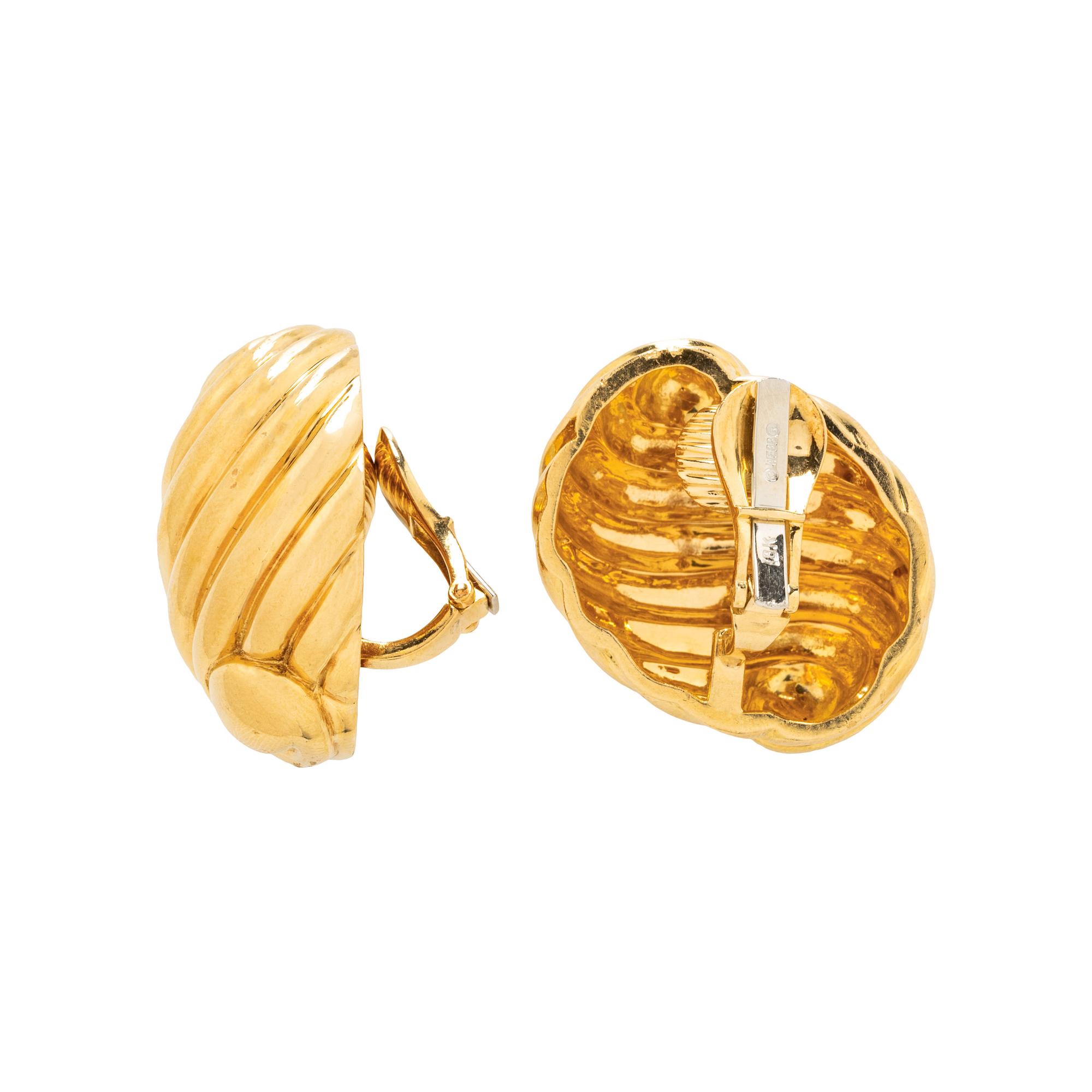DAVID WEBB, YELLOW GOLD CLIP EARRINGS