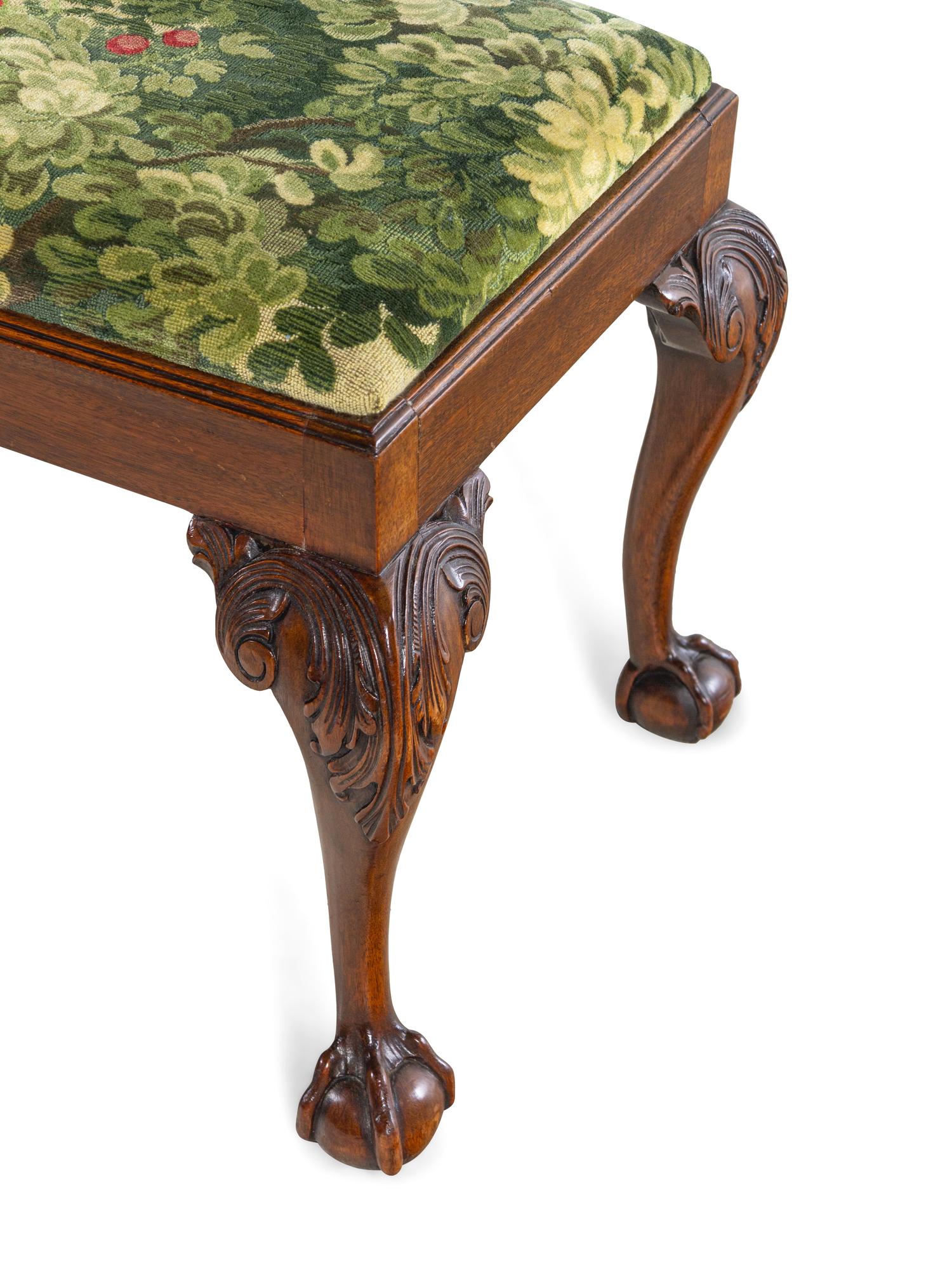 A Chippendale Style Carved Mahogany Claw-and-Ball Foot Stool