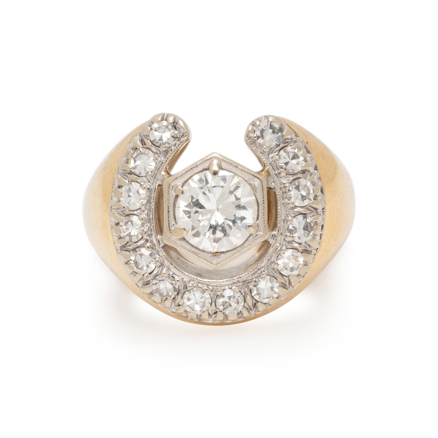 YELLOW GOLD AND DIAMOND HORSESHOE RING
