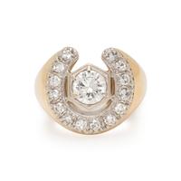 YELLOW GOLD AND DIAMOND HORSESHOE RING