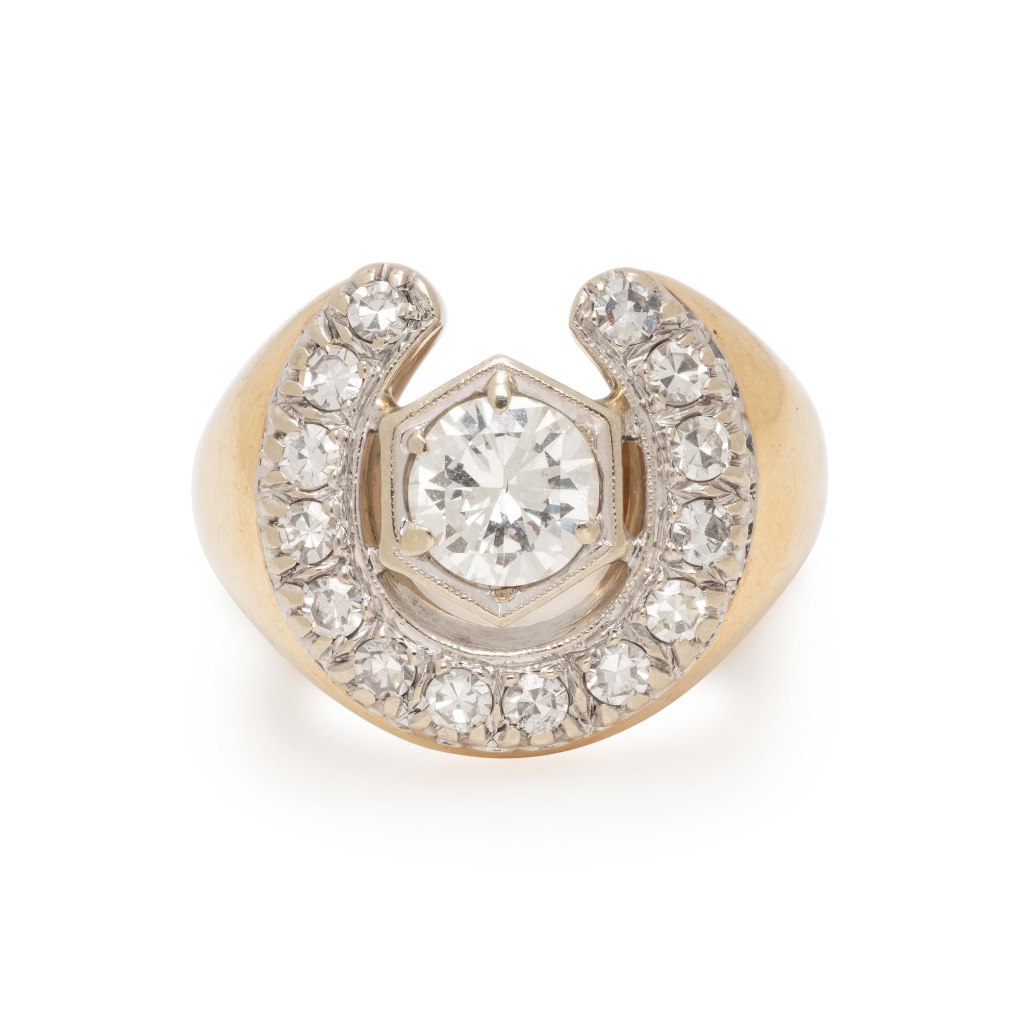 YELLOW GOLD AND DIAMOND HORSESHOE RING