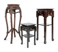 Three Chinese Wood Side Tables