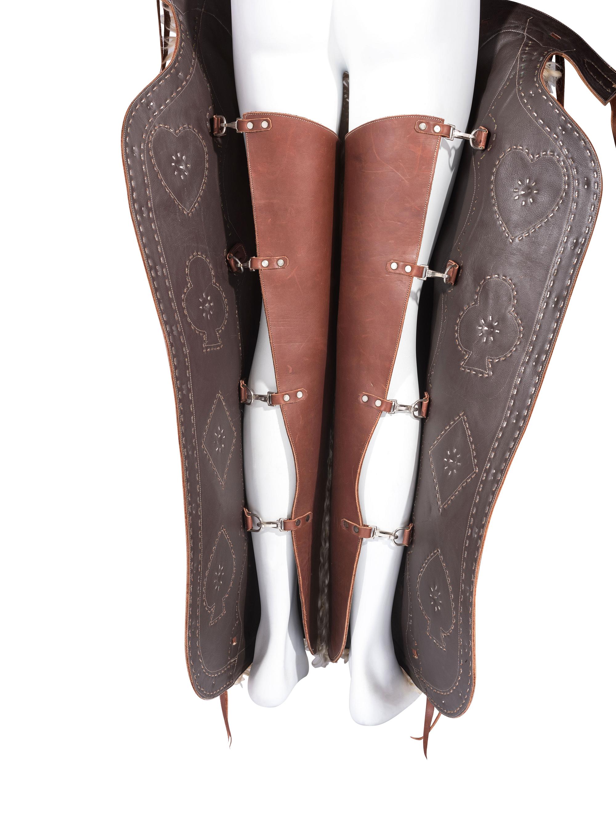 A Pair of Buddie Foster (1956-2006) Card Suit Leather Chaps