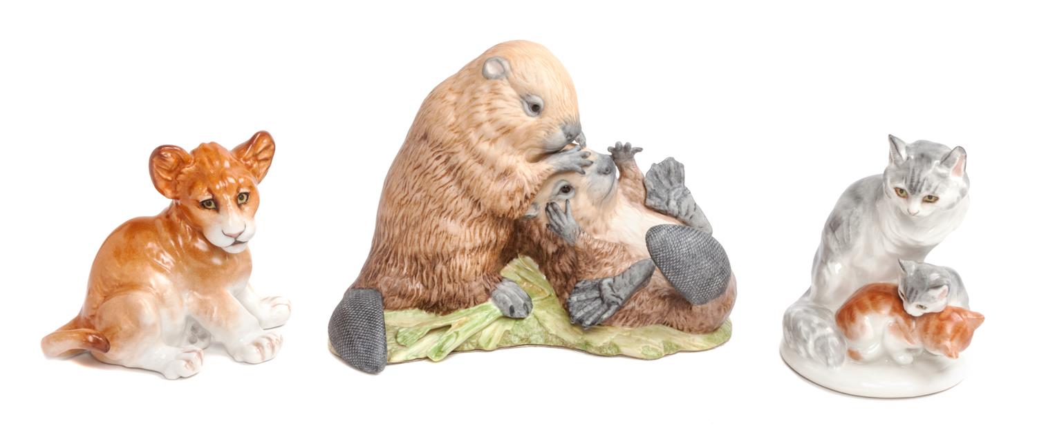 Three Bisque Porcelain Figural Groups Width of widest 8 1/2 inches. — 20TH CENTURY
