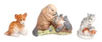 Three Bisque Porcelain Figural Groups Width of widest 8 1/2 inches. — 20TH CENTURY