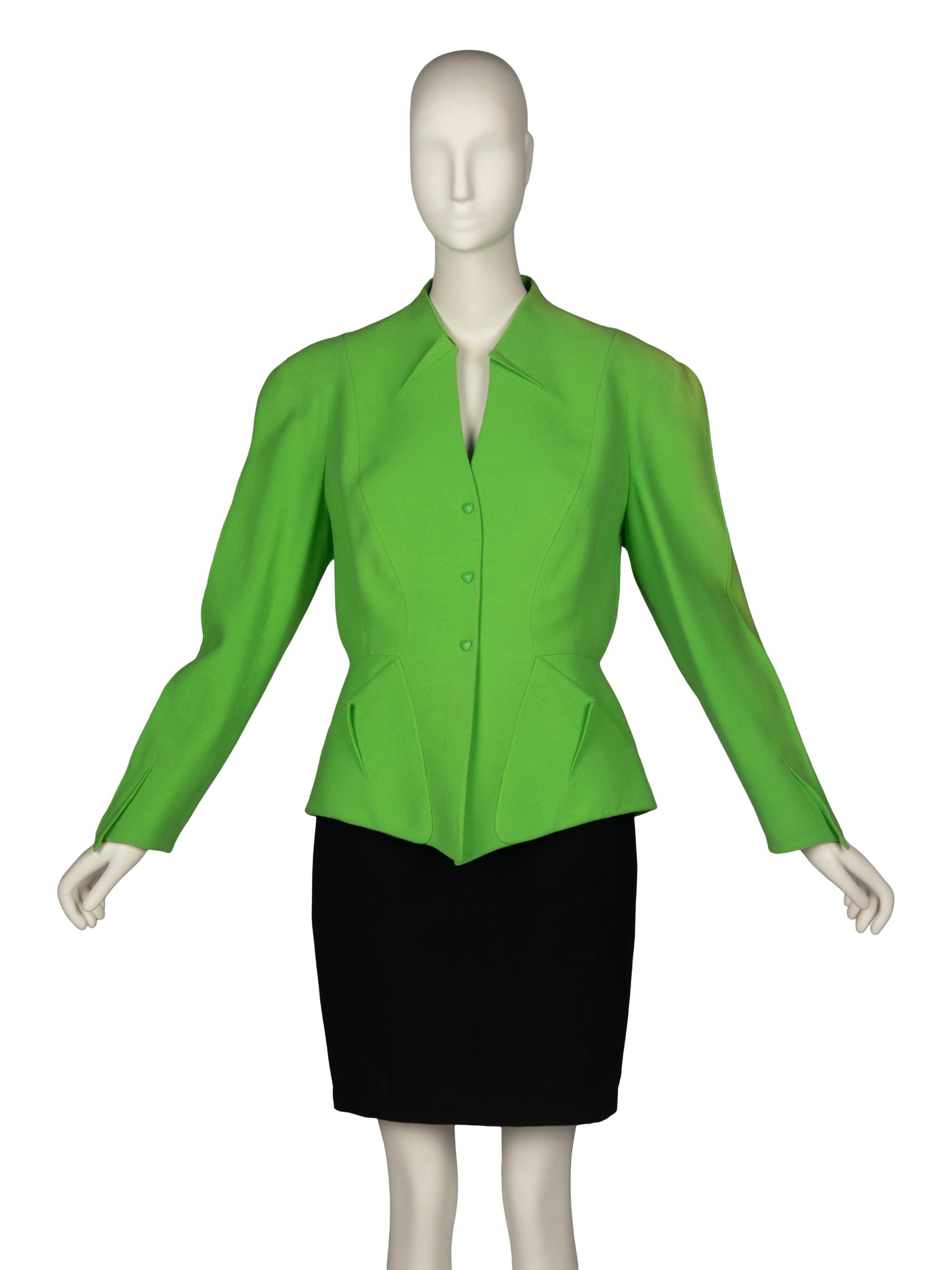 Thierry Mugler Green Jacket and Black Skirt