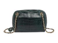 Chanel Green Crocodile Camera Bag, 1980's