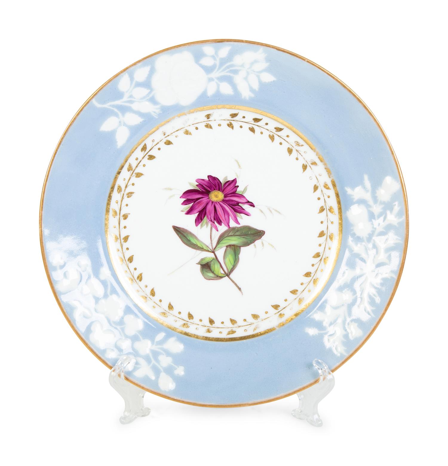 A Group of Fourteen Worcester Chamberlain Porcelain Botanical Plates — 19TH CENTURY