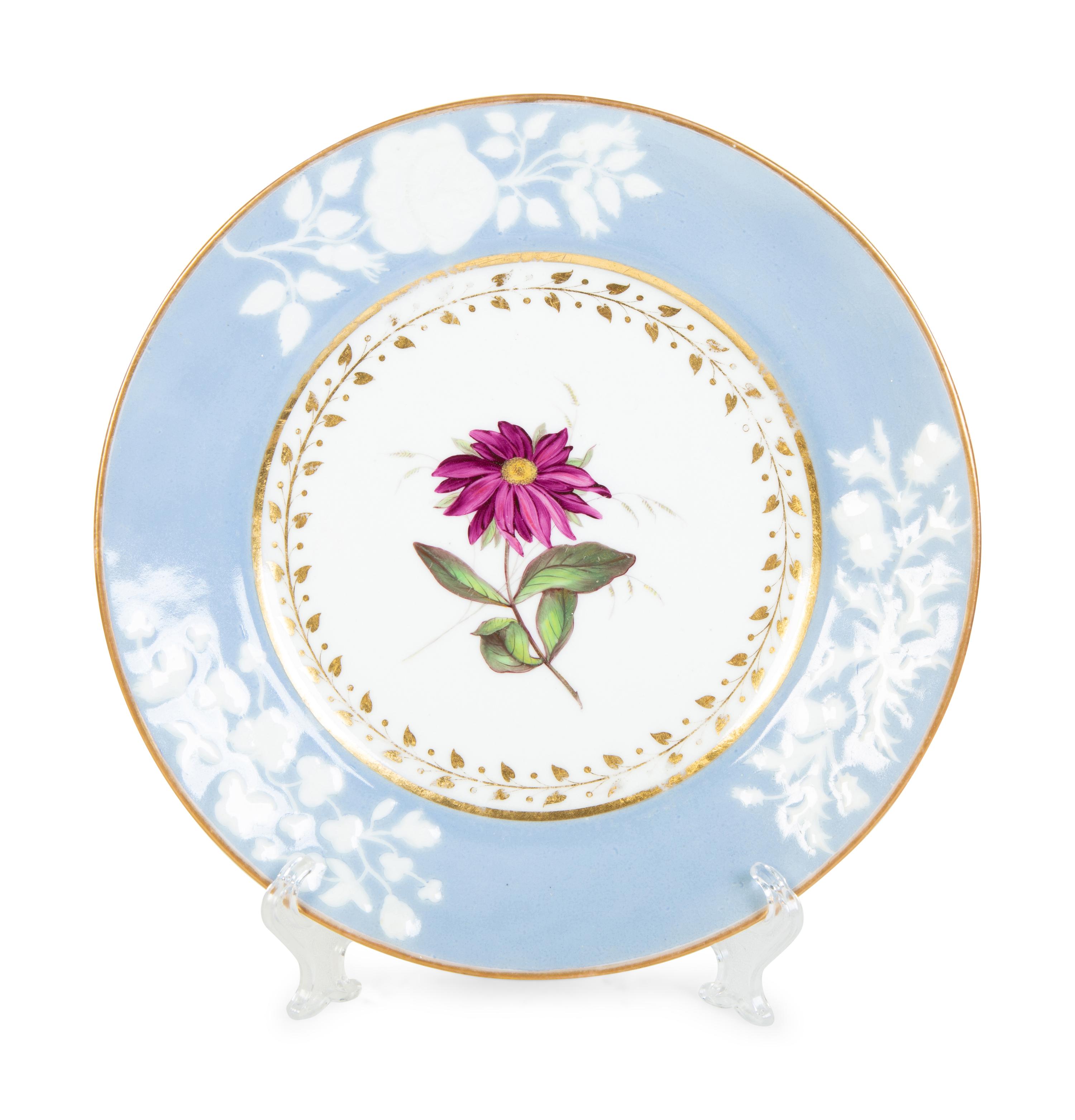 A Group of Fourteen Worcester Chamberlain Porcelain Botanical Plates — 19TH CENTURY