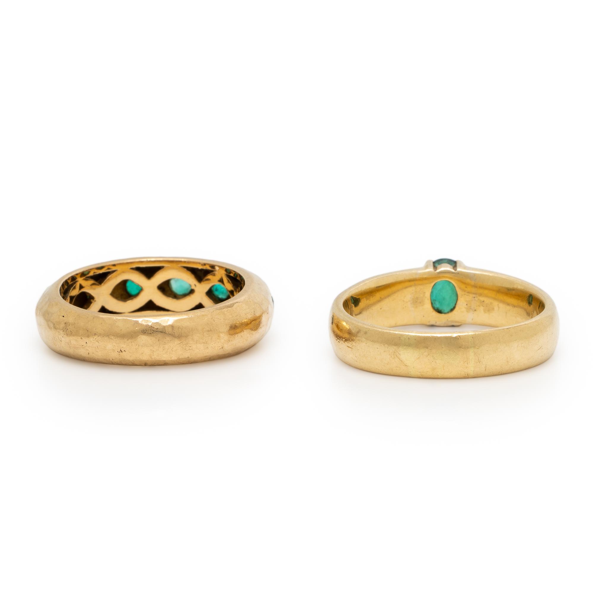 Two Yellow Gold and Emerald Rings