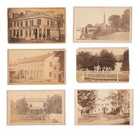 [EARLY PHOTOGRAPHY]. 12 CDVs and cabinet card of Civil War-era businesses and residences.
