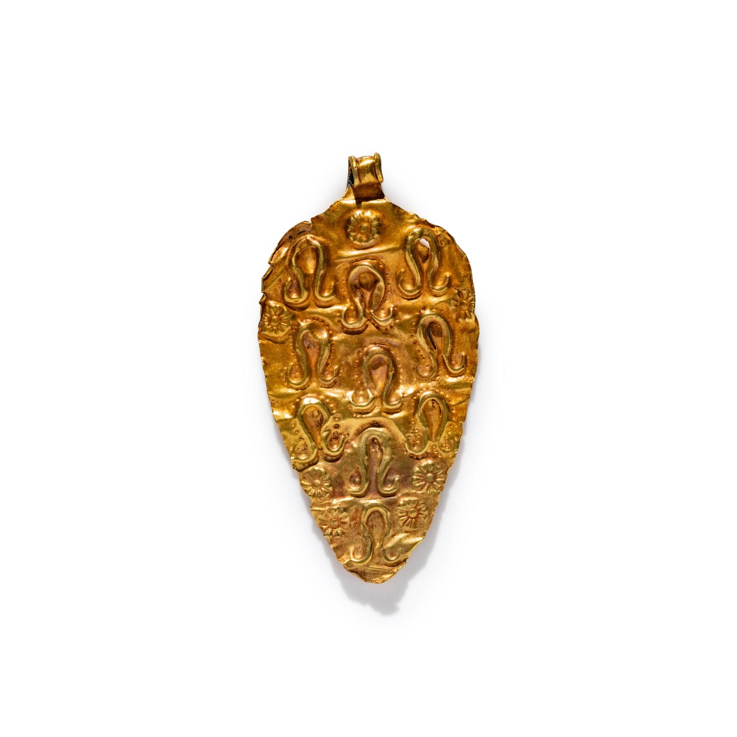 A Phoenician Gold Leaf-Shaped Pendant