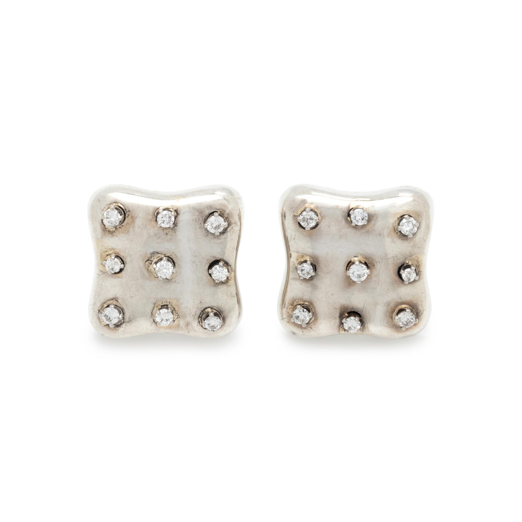 ANGELA CUMMINGS, STERLING SILVER AND DIAMOND EARCLIPS