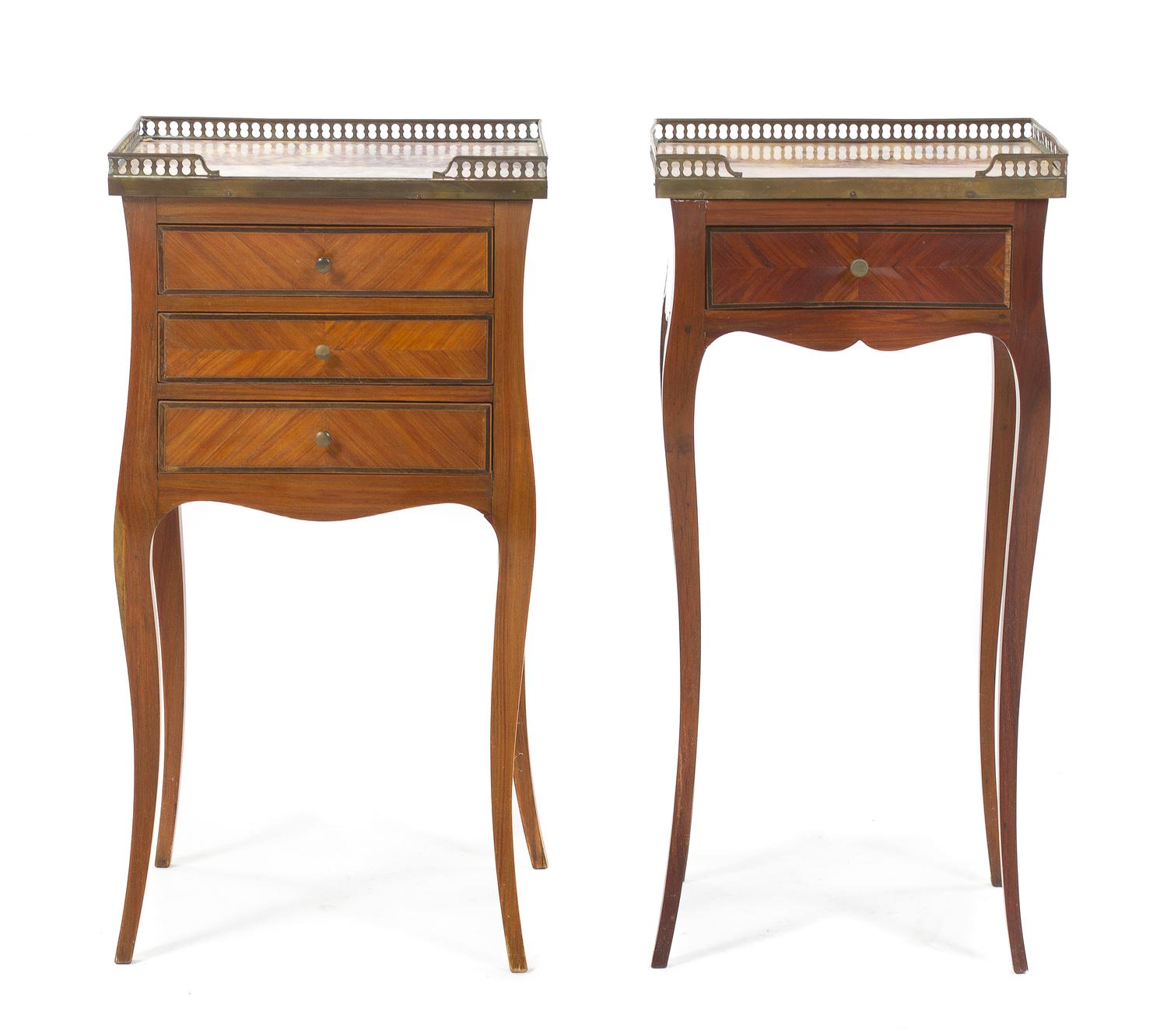 Two Associated Louis XV Style Occasional Tables, Height of larger 27 3/4 x width 14 1/4 x depth 11 1/4 inches.