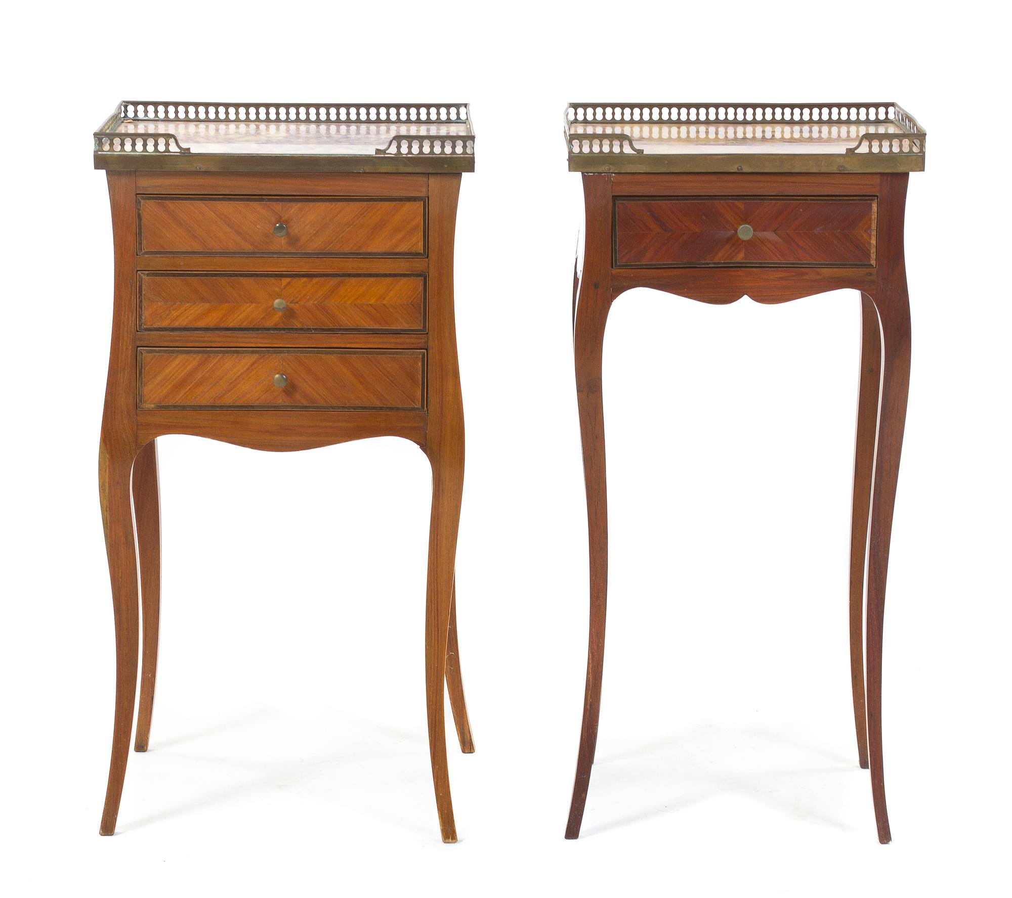 Two Associated Louis XV Style Occasional Tables, Height of larger 27 3/4 x width 14 1/4 x depth 11 1/4 inches.